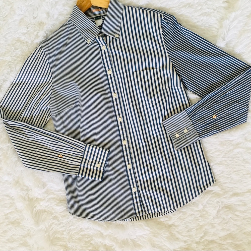 Vintage J Crew Striped Button Down Collared Shirt